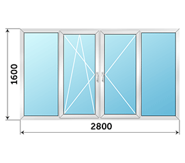 Теплое окно на балкон KBE 2800x1600
