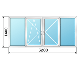 Теплое окно на лоджию Rehau 3200x1400