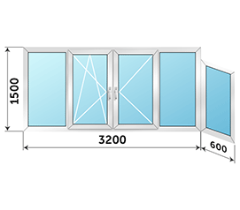 Теплое балконное окно KBE 3800x1500