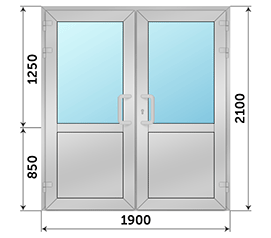 Двухстворчатая дверь со стеклом ТАТПРОФ 1900x2100