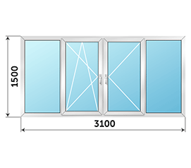 Теплое балконное окно Veka 3100x1500