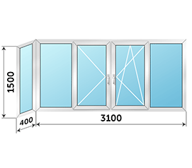 Теплое балконное окно KBE 3500x1500