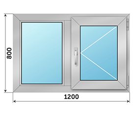Двухстворчатое окно NEWTEC 1200x800