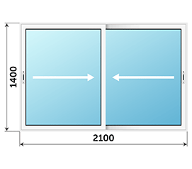 Двухстворчатое окно NEWTEC 2100x1400