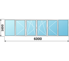 Теплое окно на балкон Rehau 6000x1600