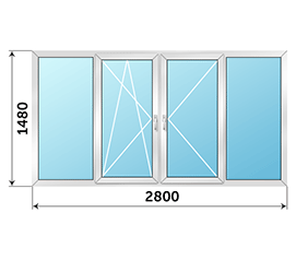 Теплое балконное окно KBE 2800x1480